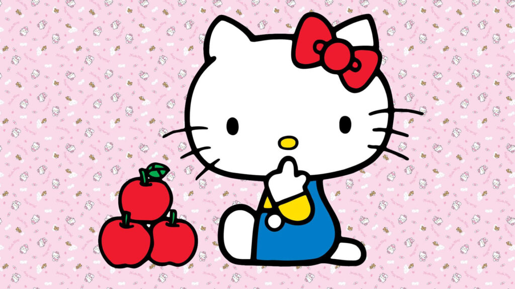 Feline Obsession: Adorable Hello Kitty Desktop Wallpaper