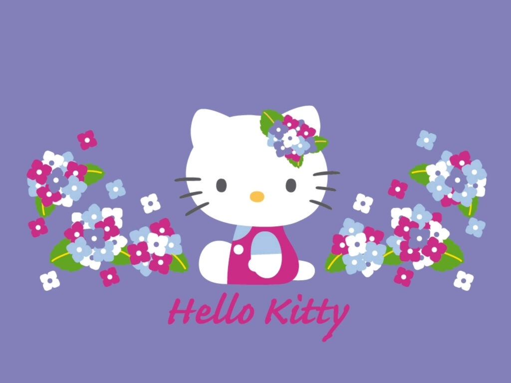 Charming Hello Kitty Wallpaper with Vibrant Floral Design
