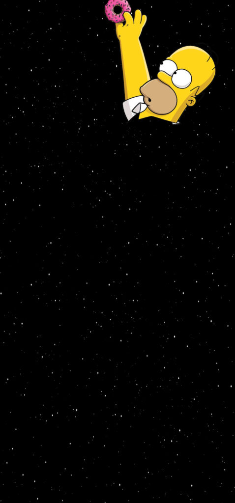 Cosmic Homer Simpson Reaching for Pink Frosted Doughnut Wallpaper