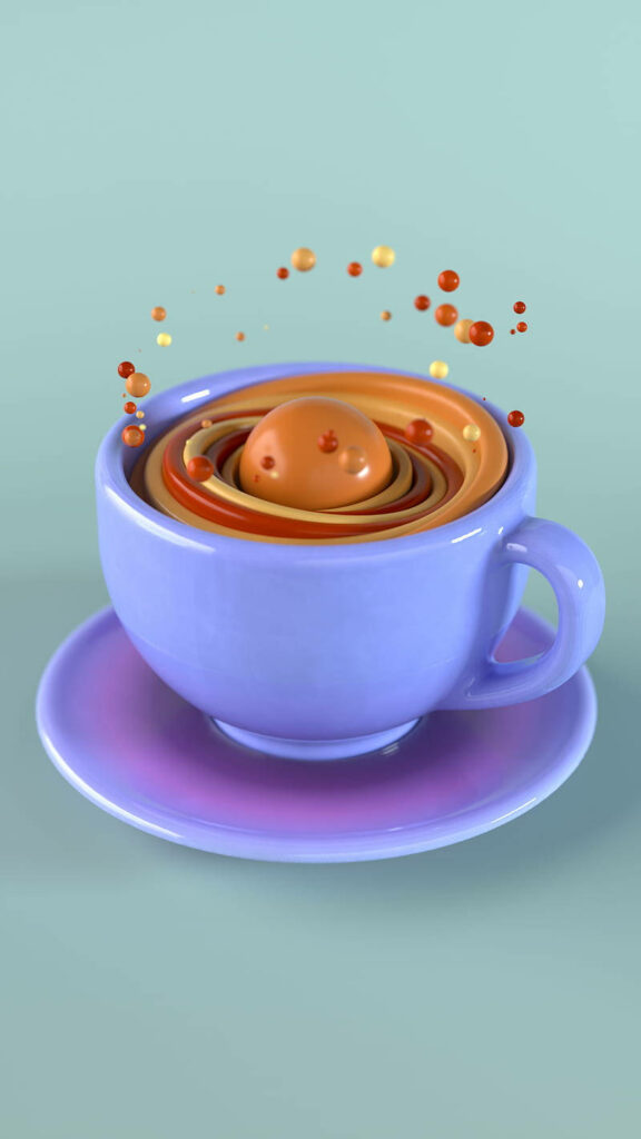 Whimsical Lavender Cup & Colorful Splash Wallpaper for Phone Background
