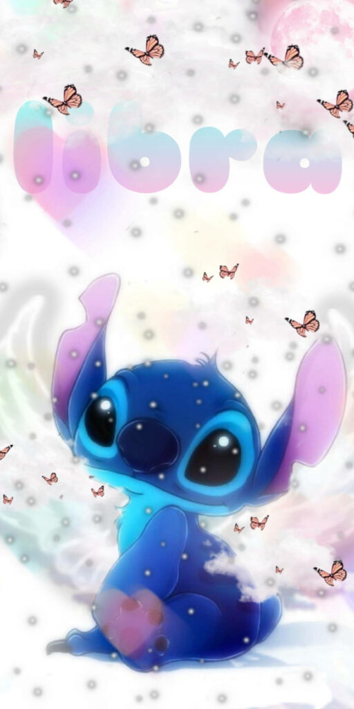 Whimsical Libra Background: Cute Character & Galactic Butterflies Wallpaper