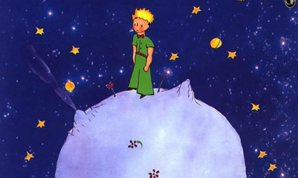 Whimsical Little Prince Wallpaper: Starry Night Planet Background