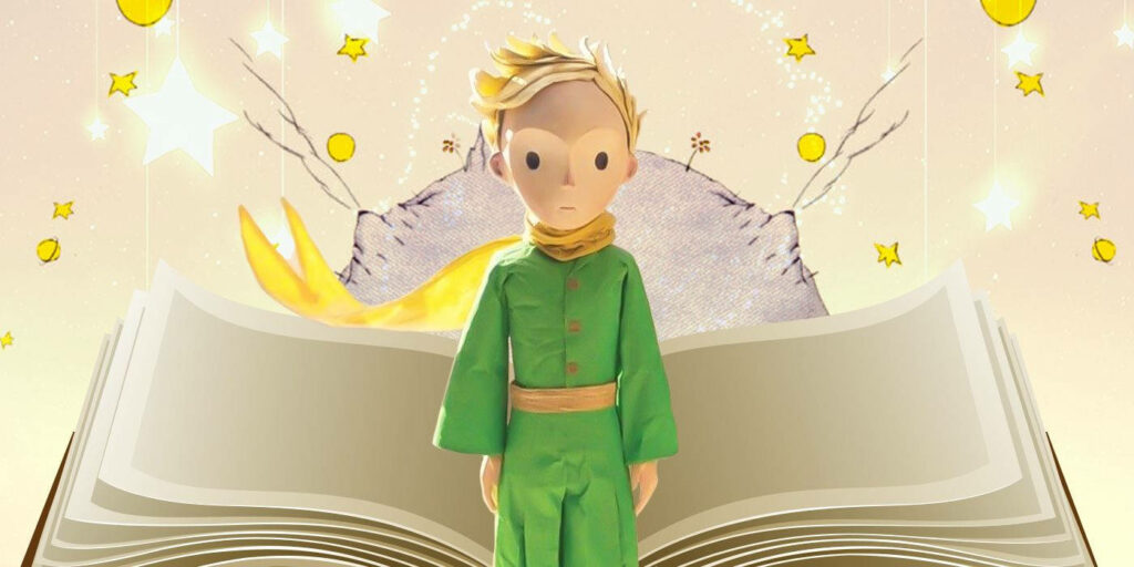 Whimsical Little Prince Wallpaper: Stars & Open Book Background