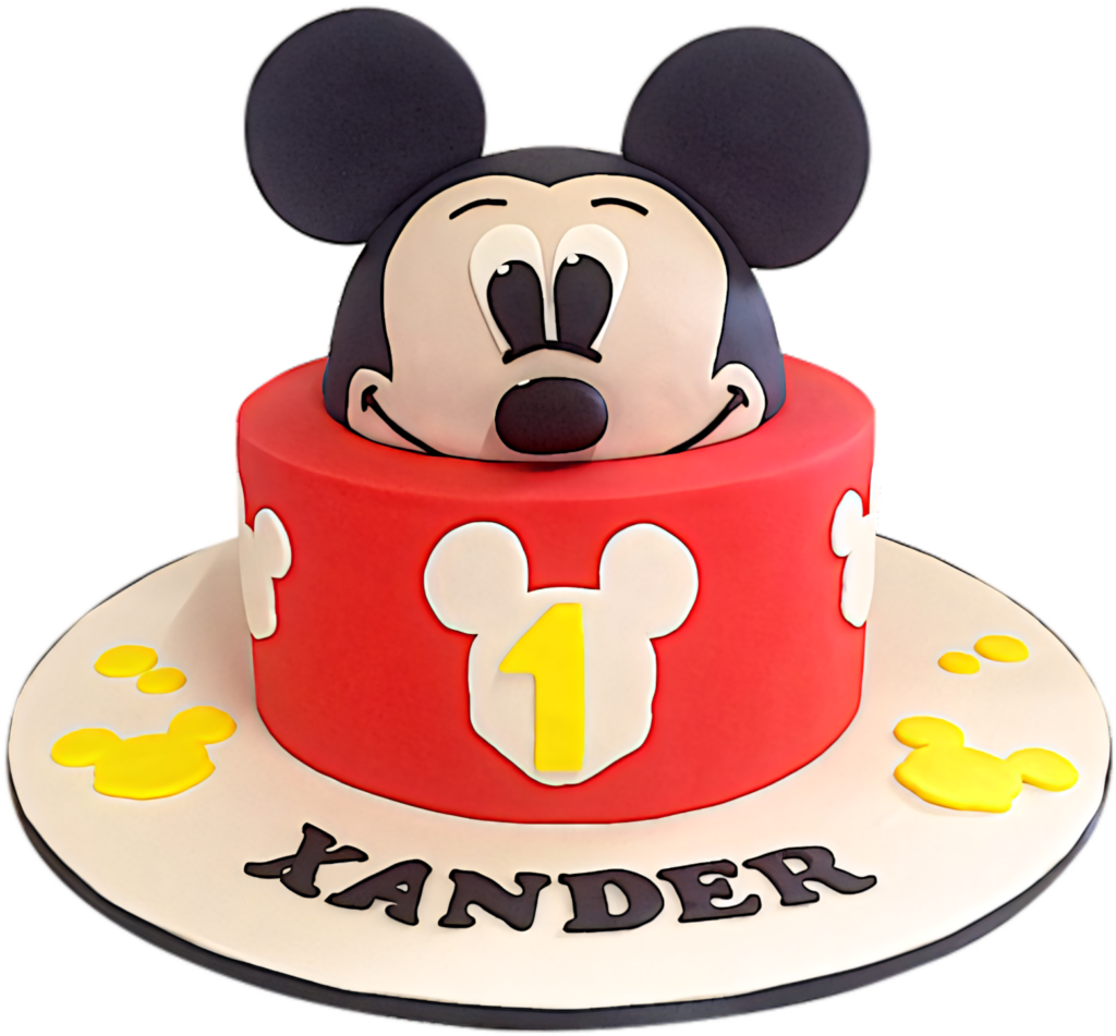 Whimsical Mickey Mouse Birthday Cake for First Birthday Celebration Wallpaper