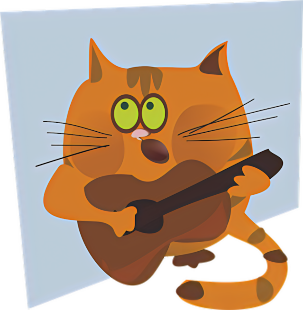 Whimsical Orange Cat Playing Guitar - Vector Art Wallpaper