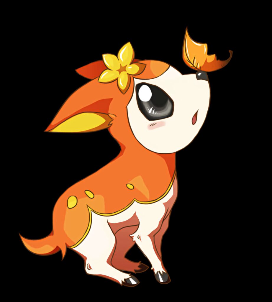 Whimsical Orange Deer Wallpaper on Black Background - Fantasy Charm