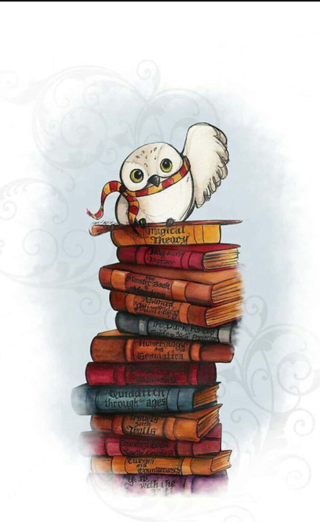 Whimsical Owl Wallpaper: Colorful Books & Playful Design