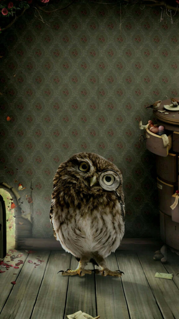 Whimsical Owl Wallpaper: Cozy Fairy-Tale Background Design