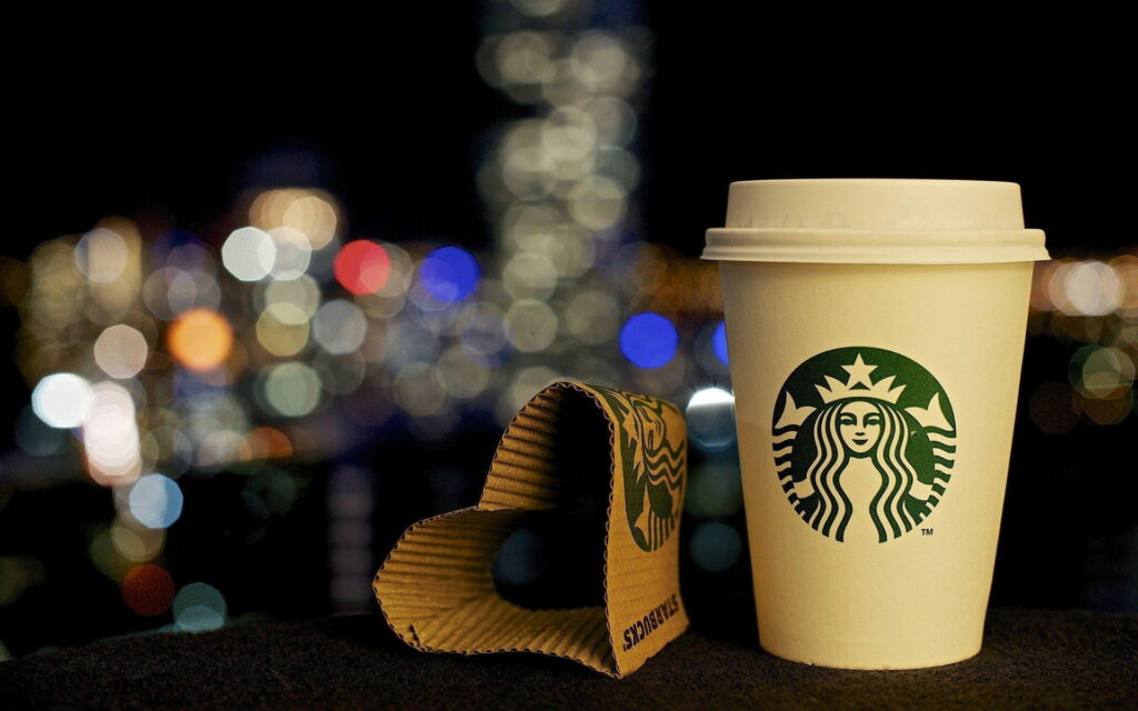 Caffeinated Love: A Romantic Paper Heart Shaped Starbucks Coffee in HD Wallpaper