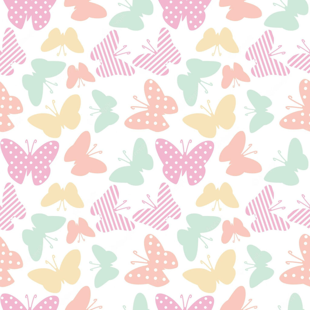 Whimsical Pastel Butterfly Wallpaper on Clean White Background