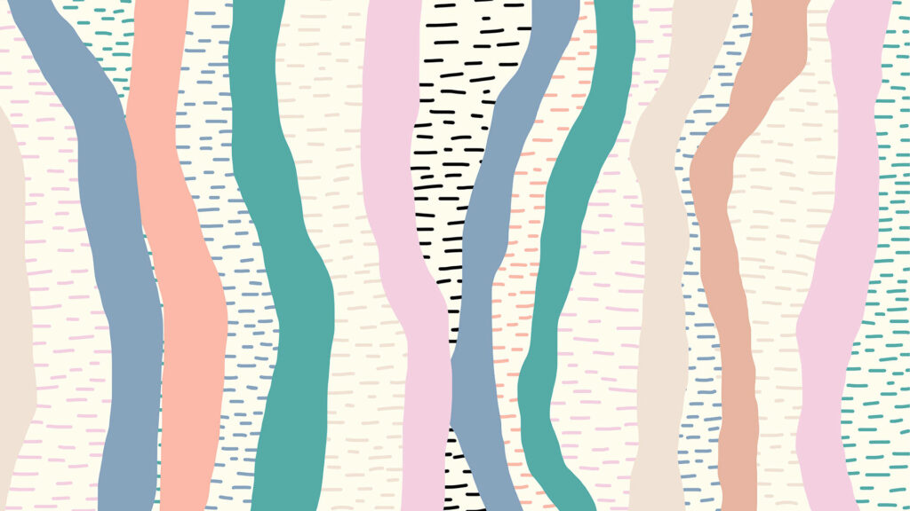 Whimsical Colorful Abstraction: Delicate Waves and Playful Lines on Pastel Canvas Wallpaper