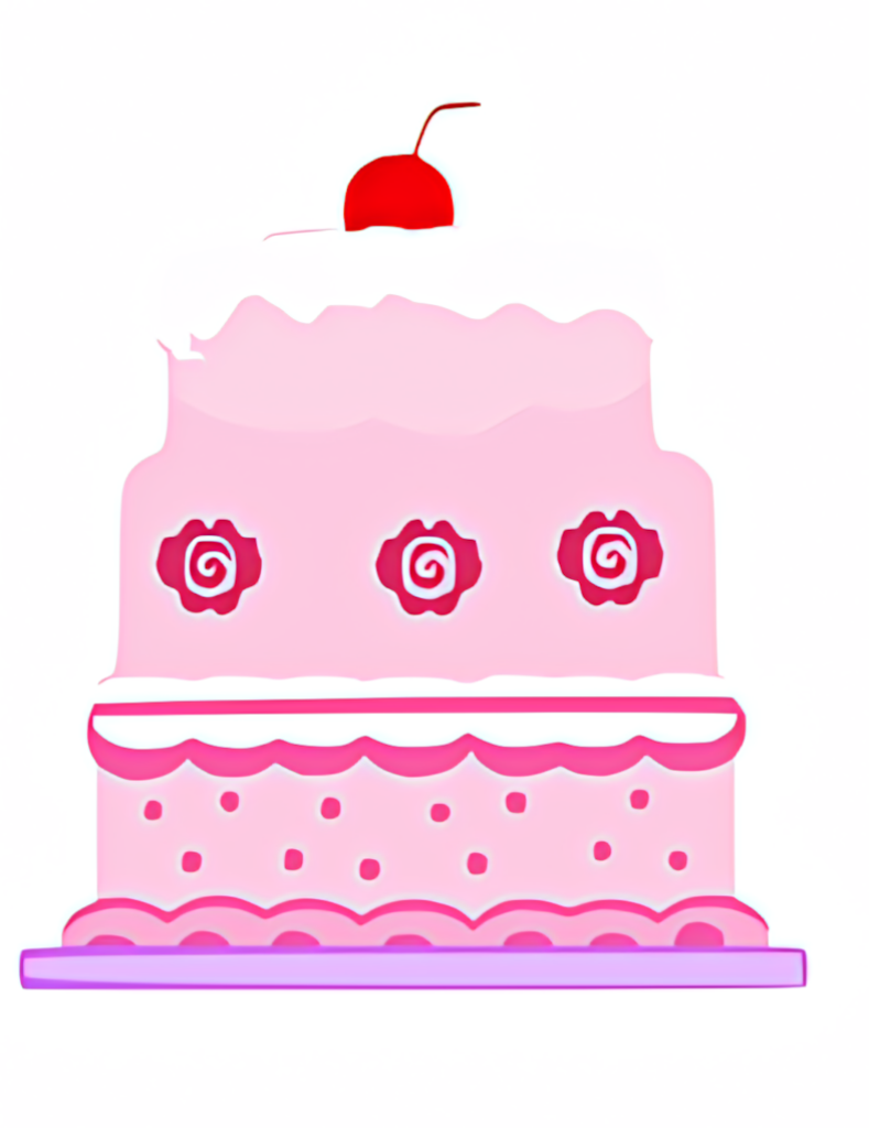 Whimsical Pink Birthday Cake Wallpaper - Festive Two-Tier Design