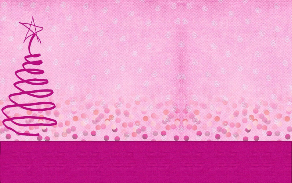 Whimsical Pink Christmas Tree Wallpaper with Playful Scribble Design