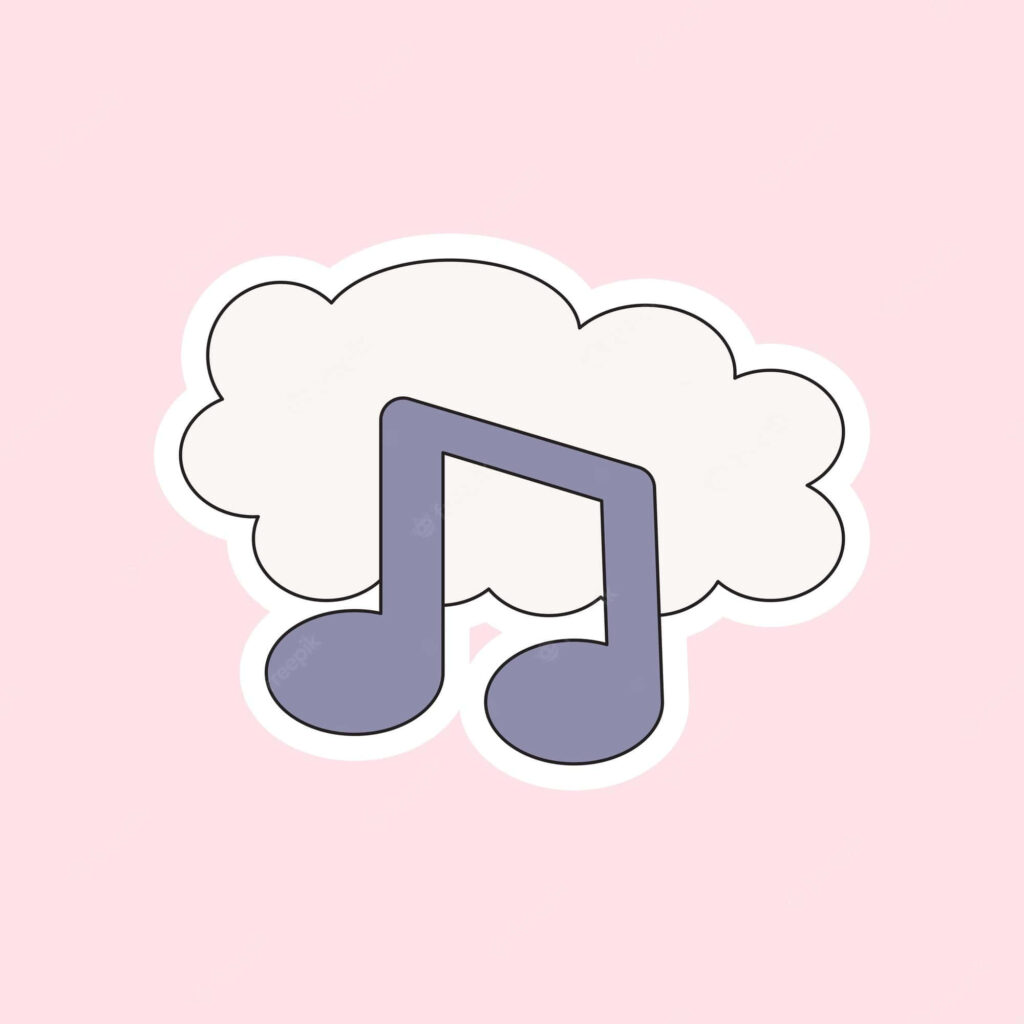 Soft Pink Minimalist Wallpaper with Whimsical Cloud & Musical Notes