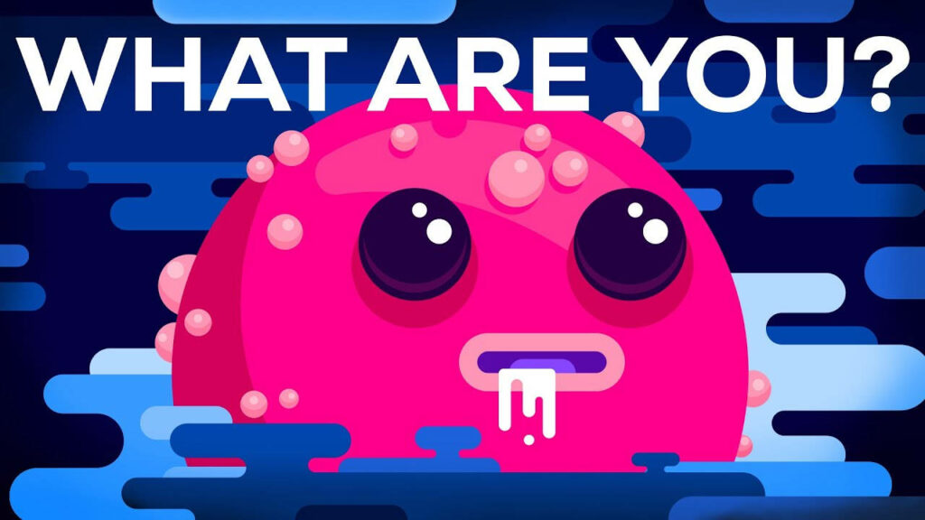 Vibrant Cartoon Pink Creature with Expressive Eyes on Playful Background Wallpaper