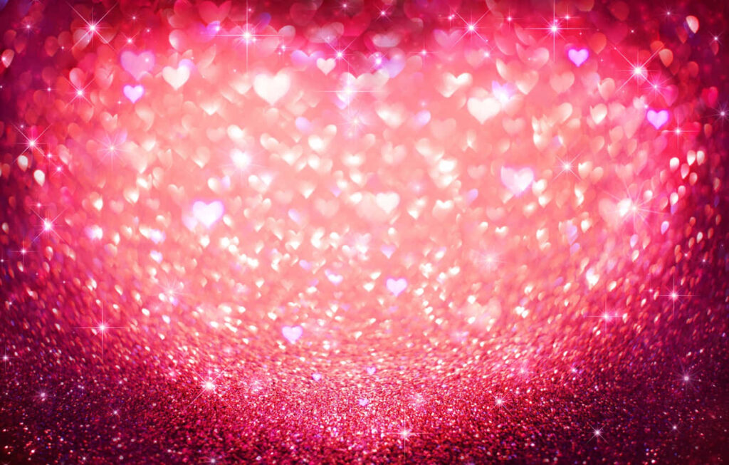 Whimsical Iridescent Glitter Pink Heart Wallpaper Background
