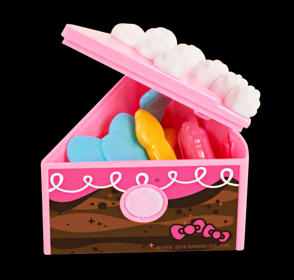 Whimsical Hello Kitty Toy Chest: Pink Design for Kids' Rooms Wallpaper