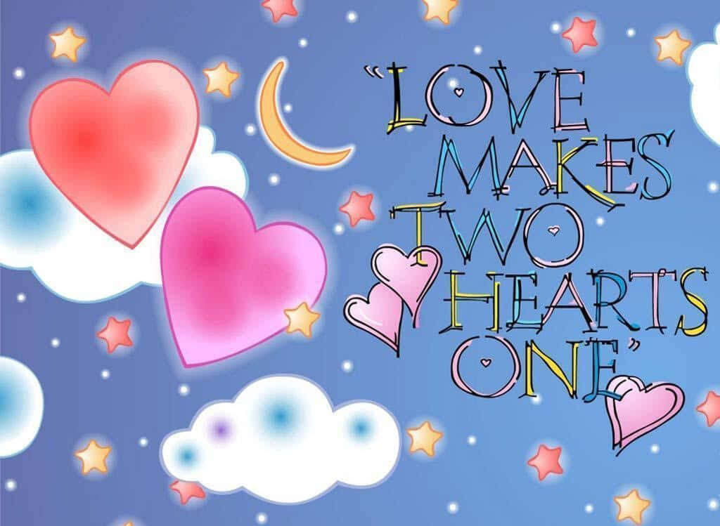 Charming Heart & Cloud Wallpaper: Love Makes Two Hearts One