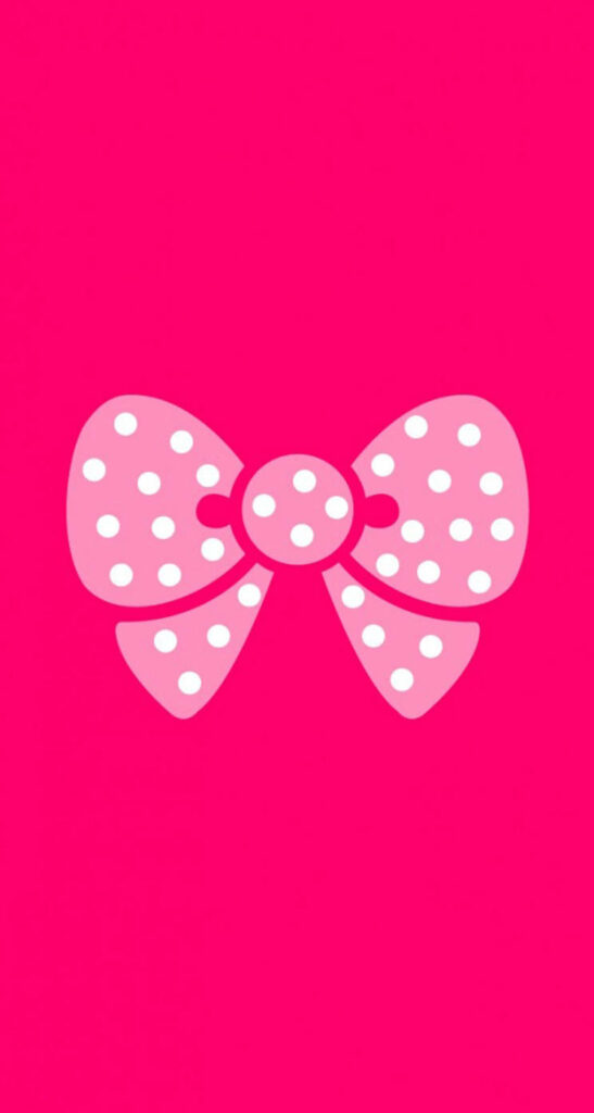 Marvelously Simple: Chic Phone Background Showcasing a Pink Ribbon Pattern Amidst White Dots on a Vibrant Red Canvas Wallpaper