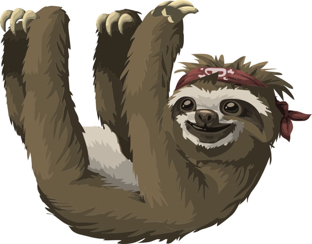 Playful Pirate Sloth Wallpaper: Whimsical Adventure with Red Bandana