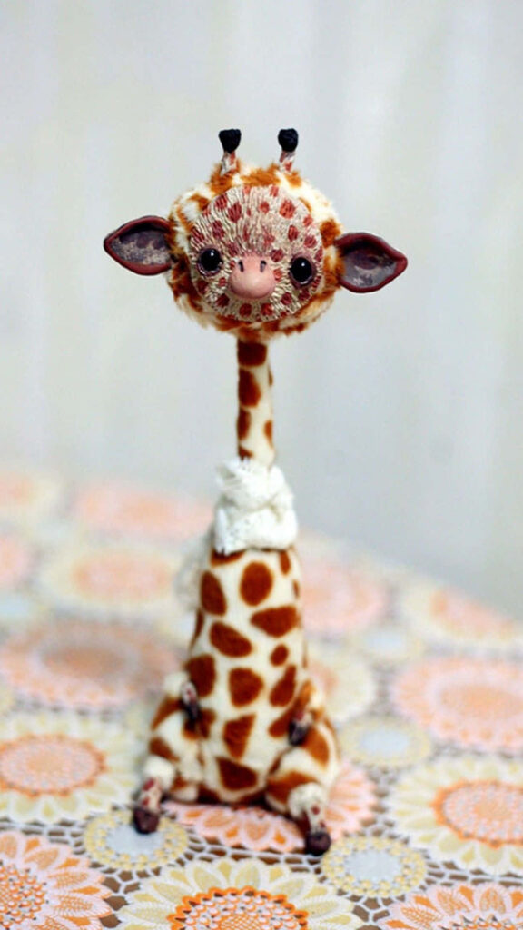 Whimsical Plush Giraffe Toy Wallpaper in Pastel Background
