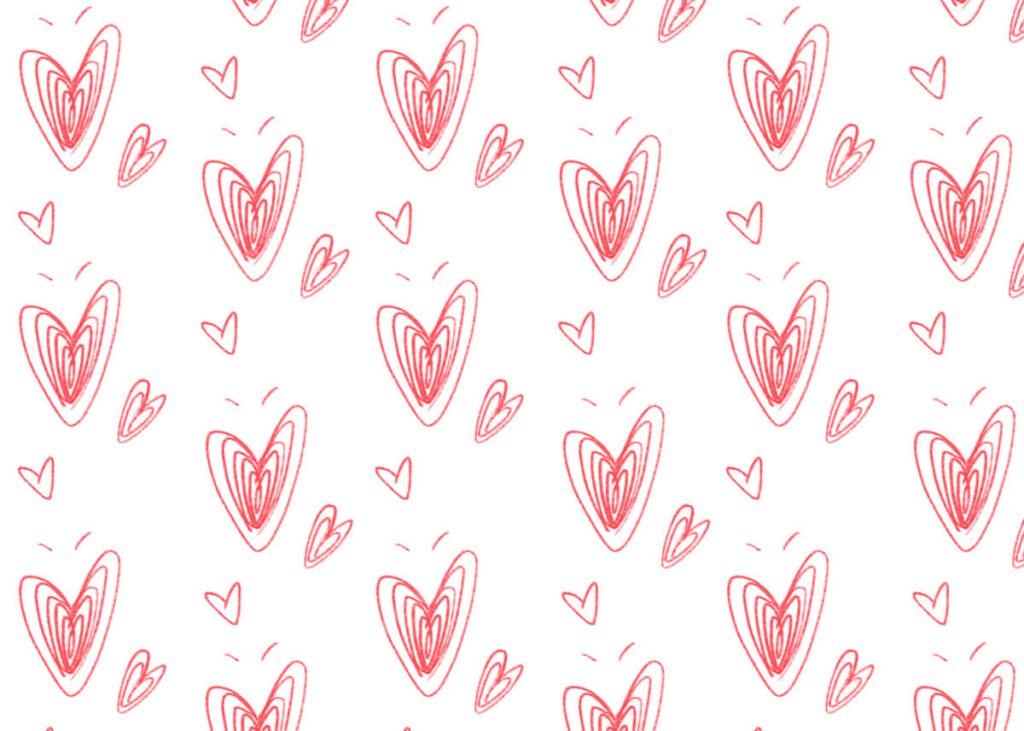 Charming Red Hearts Wallpaper: Whimsical Sketched Design