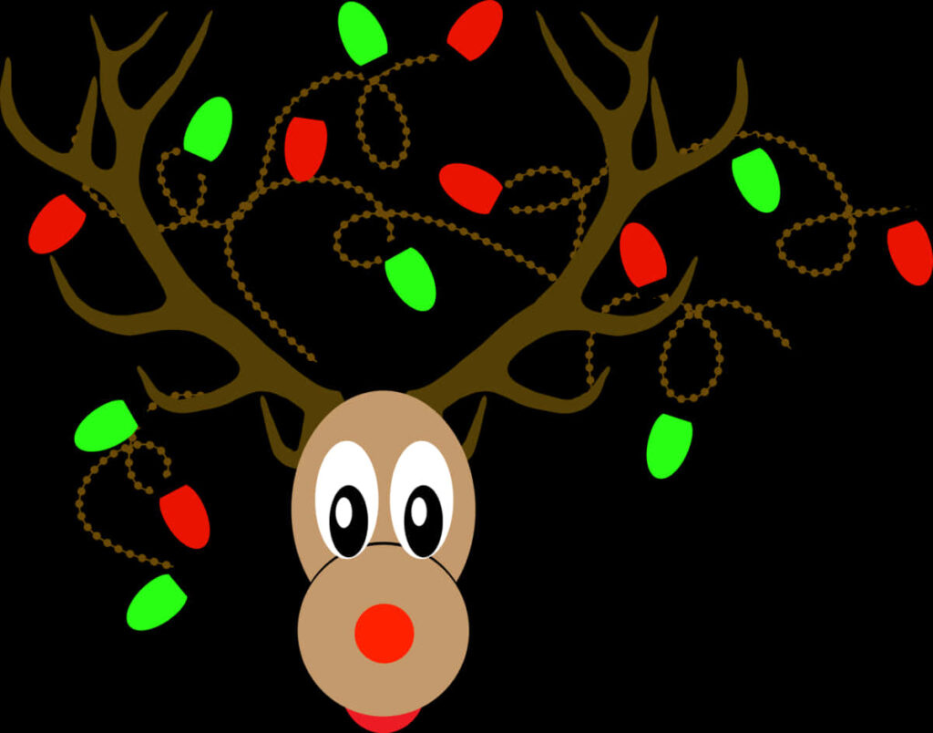 Whimsical Reindeer Wallpaper with Colorful Christmas Lights