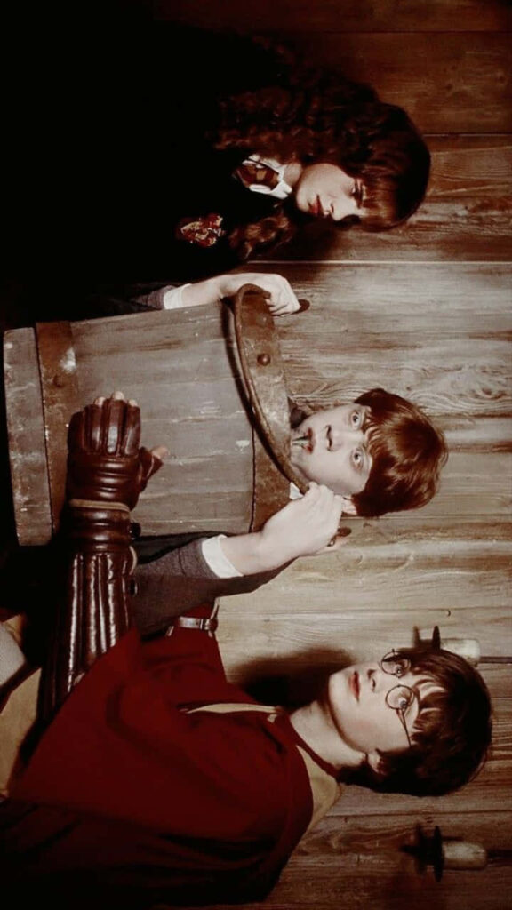 Whimsical Wallpaper: Ron's Nausea in a Cozy Trio Moment