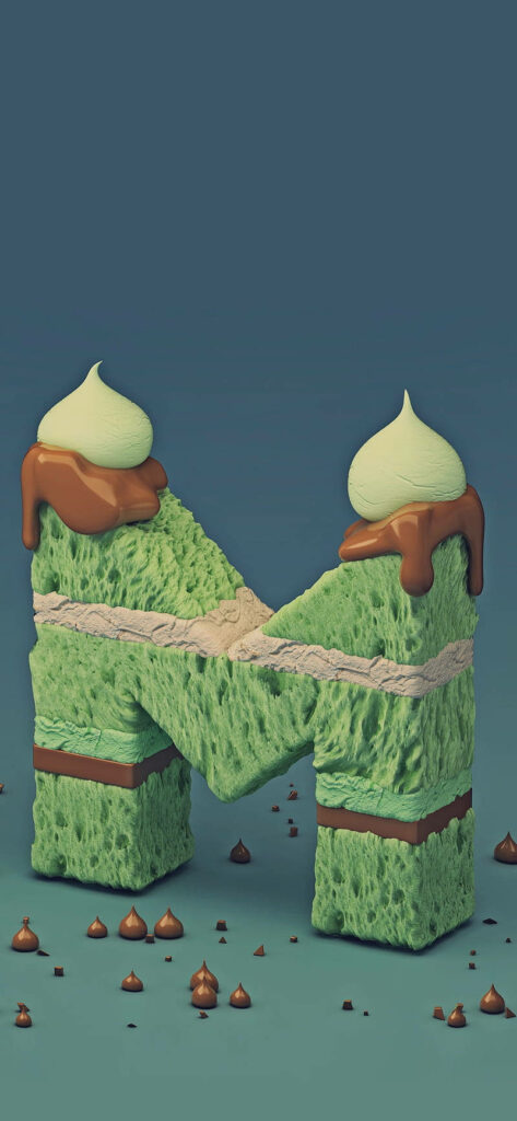 Whimsical Cake Slice M Wallpaper: Vibrant Design with Chocolate Drops