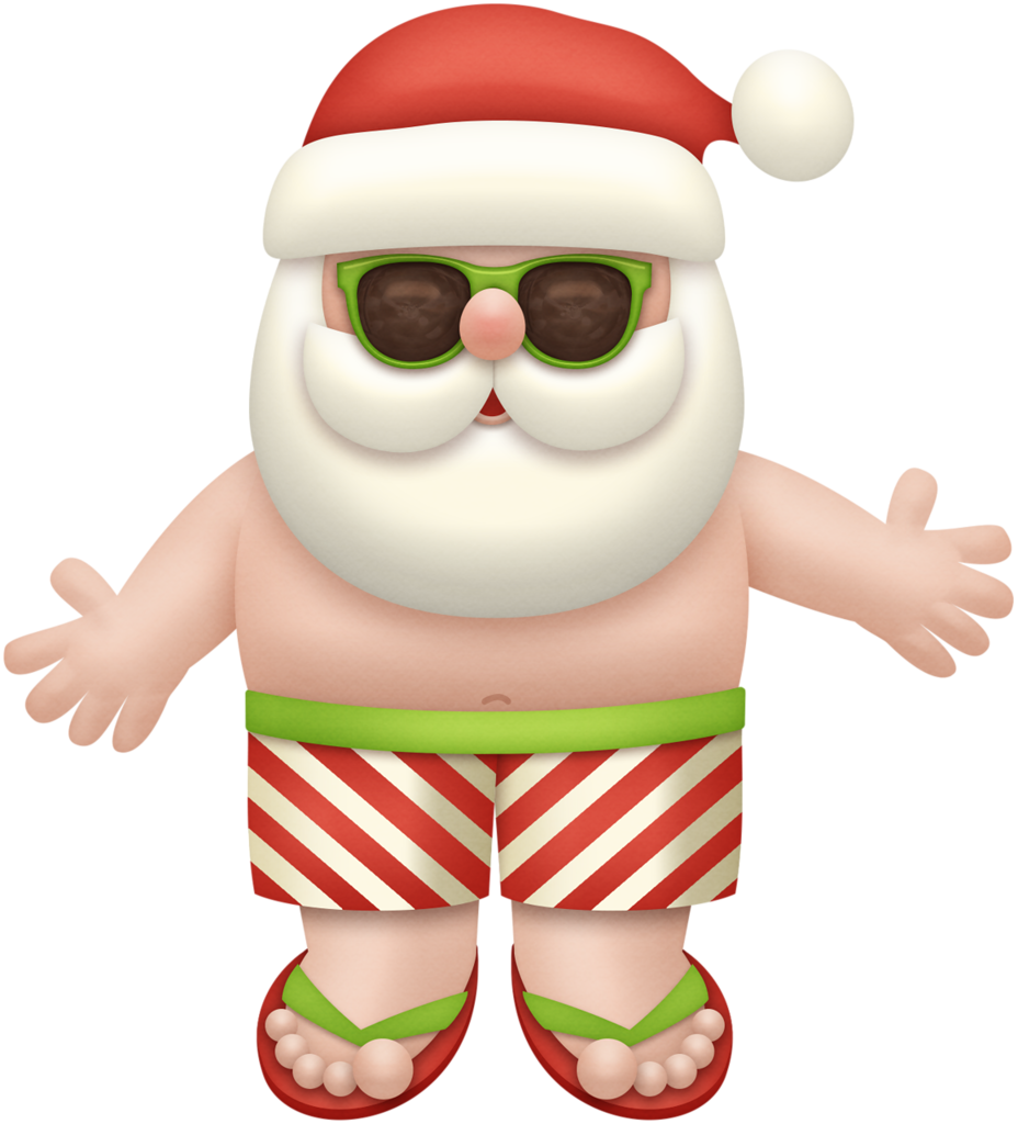 Whimsical Santa Claus Summer Vacation Wallpaper - Beachy Fun!