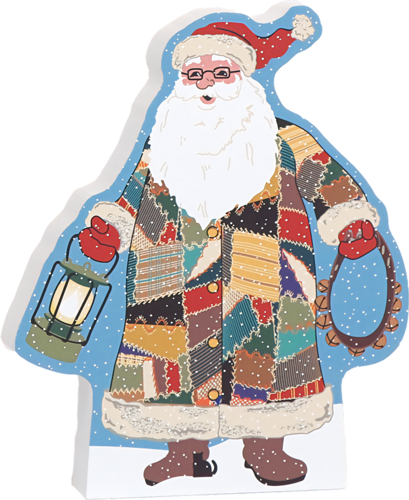 Whimsical Santa Claus Wallpaper: Festive Patchwork Design