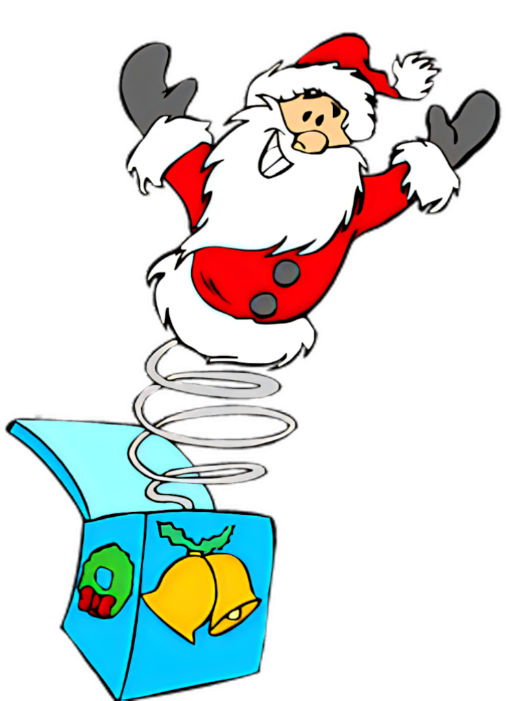 Whimsical Santa Jack-in-the-Box Wallpaper for Holiday Cheer