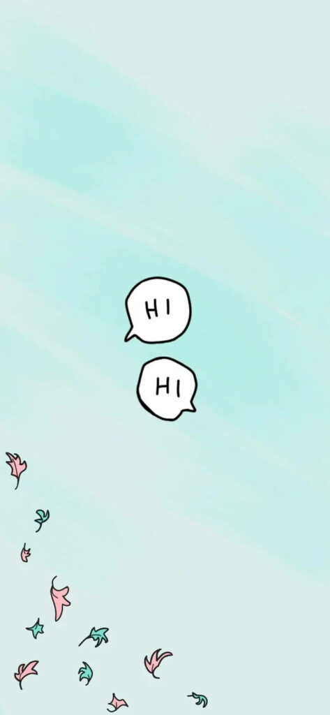 Whimsical Soft Sky Blue Background with HI Speech Bubbles Wallpaper