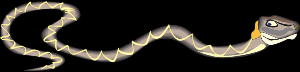 Whimsical Cartoon Snake Wallpaper with Zigzag Patterns on Dark Background