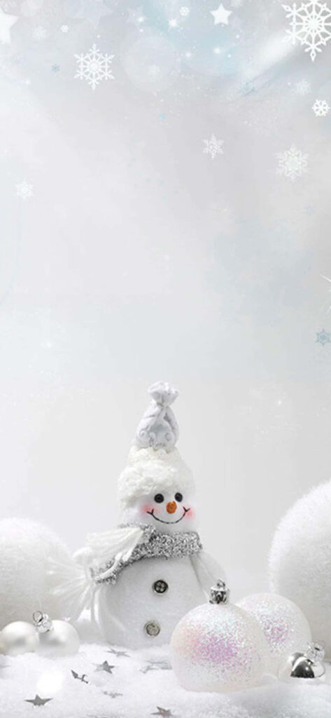 Whimsical Snowman Wallpaper: Cozy Hat, Sparkling Winter Wonderland