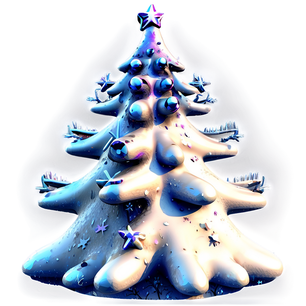 Whimsical Snowy Christmas Tree Wallpaper with Illuminated Stars