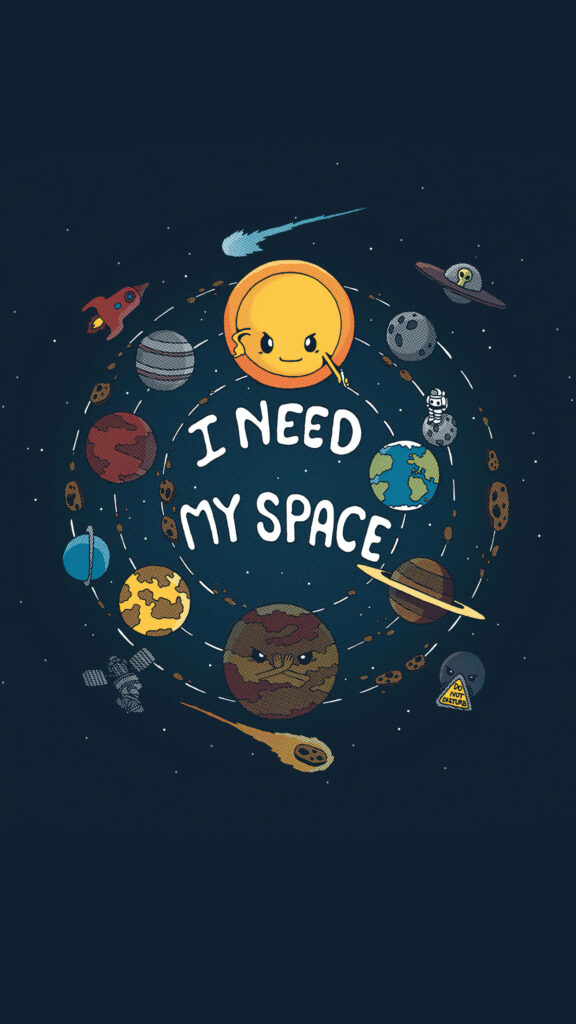 Whimsical Solar System Wallpaper: 'I Need My Space' Design