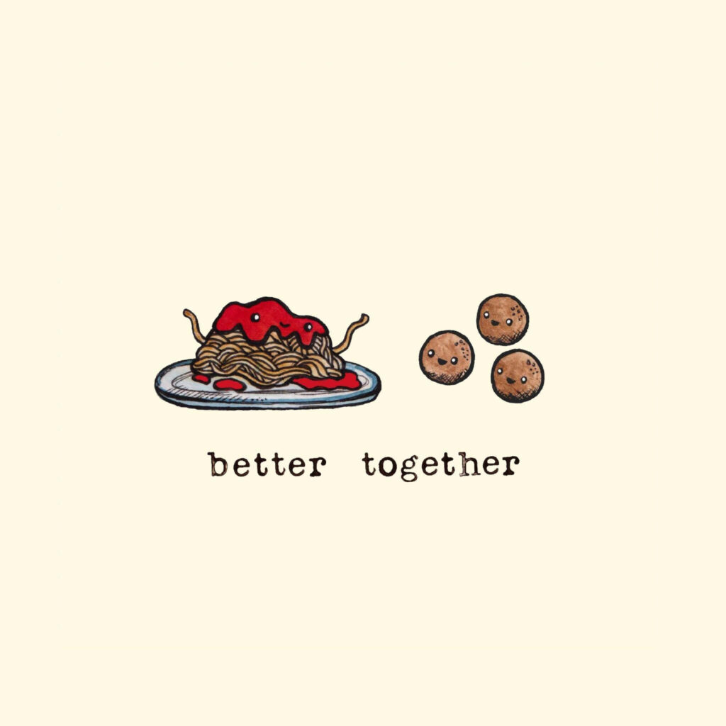 Whimsical Spaghetti & Meatballs Wallpaper: Better Together Design