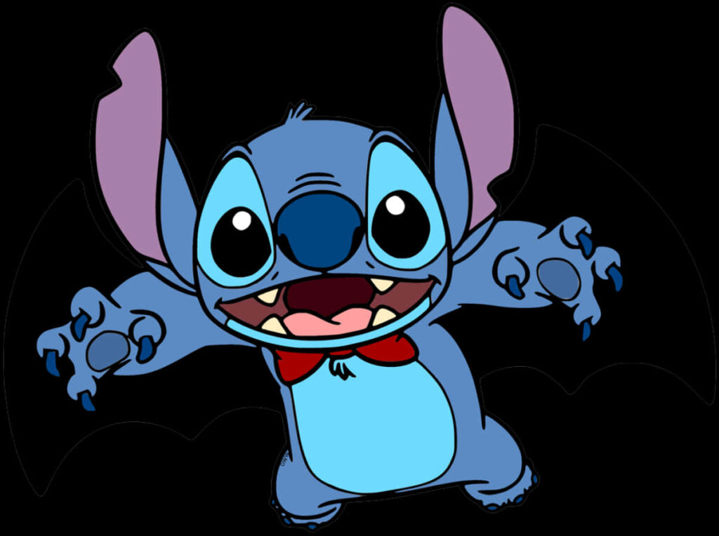 Whimsical Halloween Stitch Wallpaper with Bat Wings - Fun & Spooky