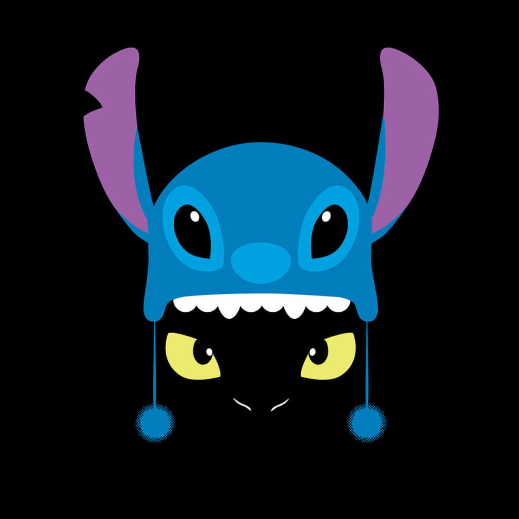 Playful Toothless-Stitch Wallpaper | Whimsical Minimalist Design