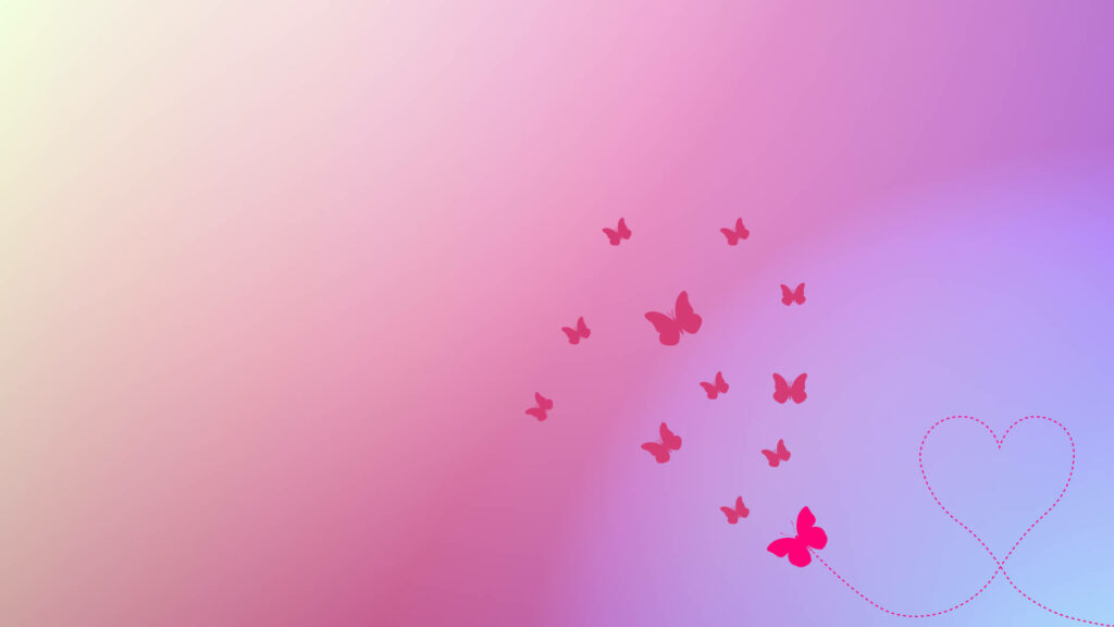 Flying Butterflies Create a Romantic Heart Shape on a Delightful Pink Background - Whimsical Pink Butterfly Wallpaper