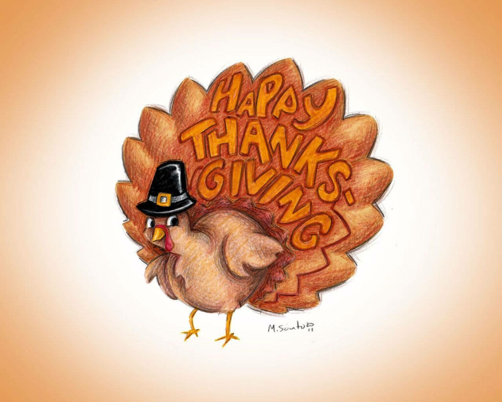 Whimsical Turkey Wallpaper: Happy Thanksgiving Festive Design