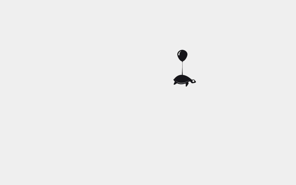 Whimsical Turtle Balloon Wallpaper: Minimalist Serenity Background