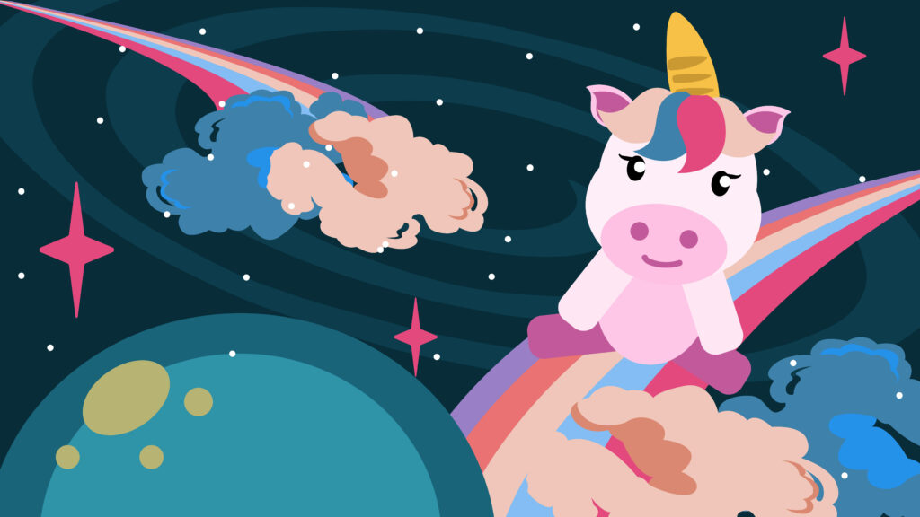 Whimsical Unicorn Wallpaper: Colorful Galaxy Background Art