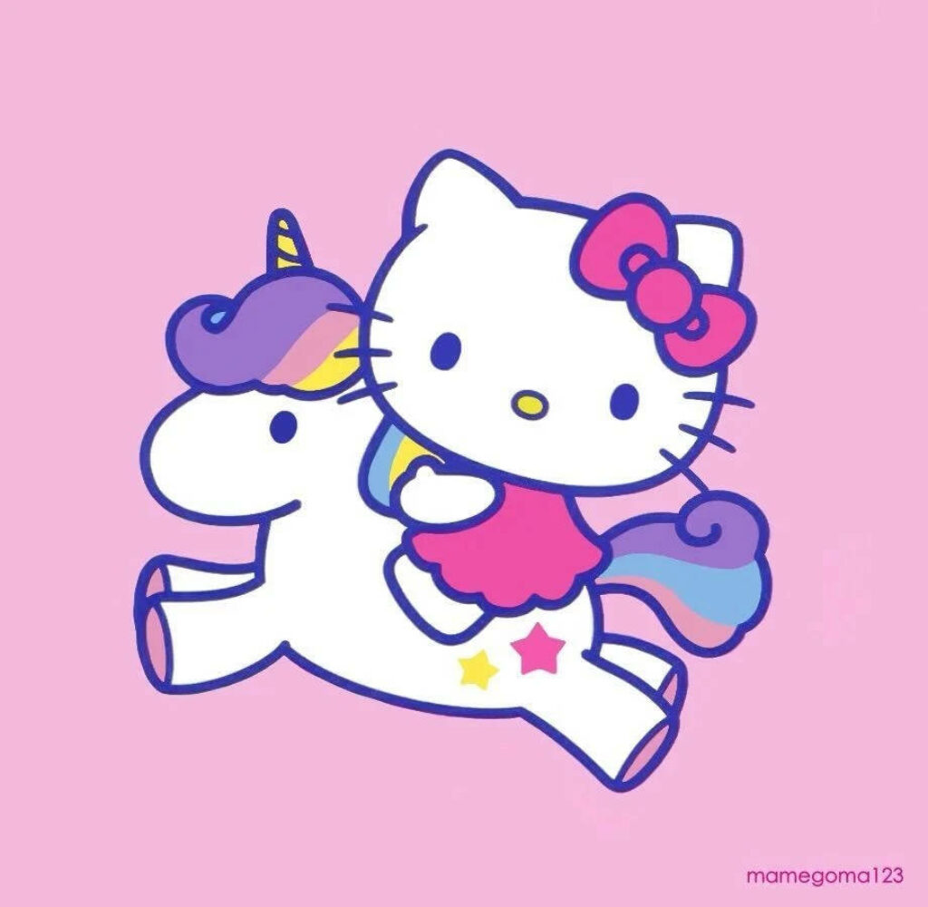 Charming Unicorn Cartoon Wallpaper on Pink Background