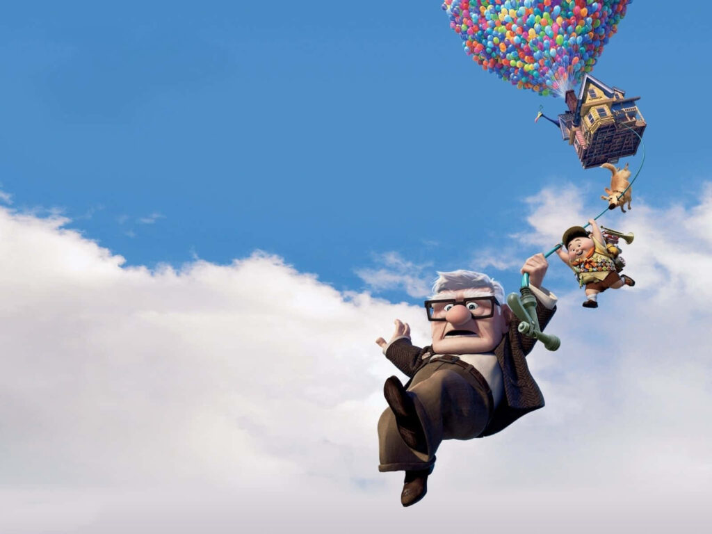 Whimsical Up Movie Wallpaper: Carl & Russell's Balloon Adventure