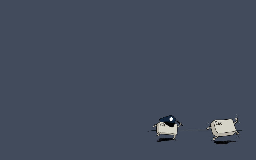 Whimsical Cartoon Keyboard Chase Wallpaper for Fun Desktop Background