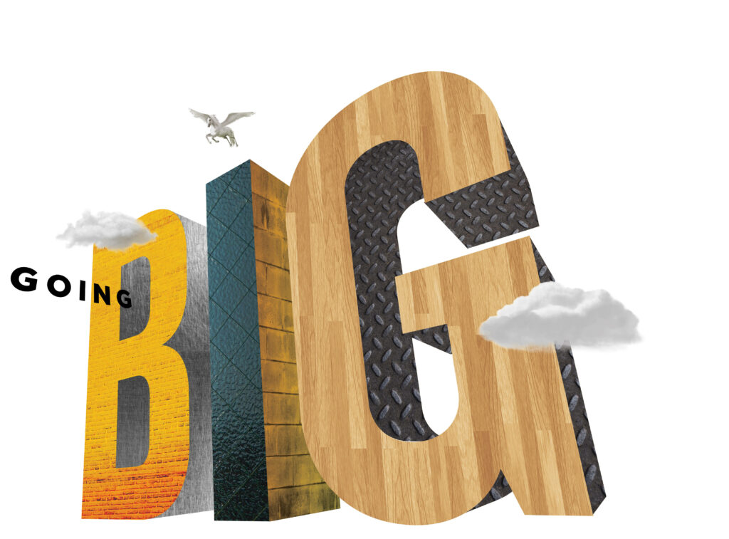 Whimsical Wallpaper: 'GOING BIG' Textured Design with Dragon and Clouds