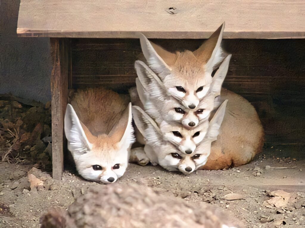 Charming Baby Foxes Wallpaper: Playful Layered Design & Cute Ears