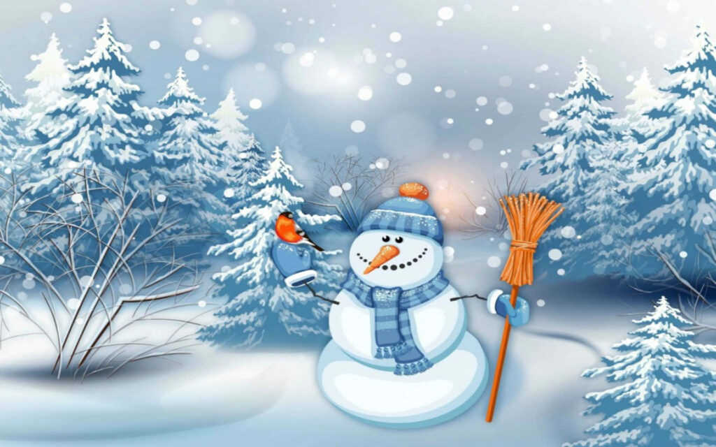 Frosty's feathered friend brings joy to winter wonderland Wallpaper